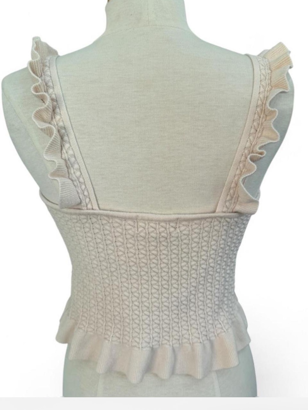 RITUAL Cream Knit Ruffle Button-Front Tank Top Size Large - Picture 4 of 6